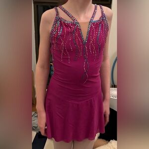 Fuchsia Figure Skating Dress by Tania Bass in child large